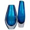 Mid-Century Heavy Crystal Clear Blue Vases by Sven Palmqvist for Orrefors, Set of 2 1