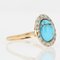 19th Century Turquoise, Diamond, 18K Yellow Gold & Silver Oval Ring 8