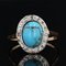 19th Century Turquoise, Diamond, 18K Yellow Gold & Silver Oval Ring 3
