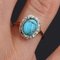 19th Century Turquoise, Diamond, 18K Yellow Gold & Silver Oval Ring 5