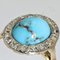 19th Century Turquoise, Diamond, 18K Yellow Gold & Silver Oval Ring 7