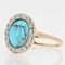 19th Century Turquoise, Diamond, 18K Yellow Gold & Silver Oval Ring 6