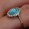19th Century Turquoise, Diamond, 18K Yellow Gold & Silver Oval Ring 9