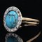 19th Century Turquoise, Diamond, 18K Yellow Gold & Silver Oval Ring 4