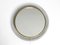 Mid-Century Modern Round Illuminated Wall Mirror with Expanded White Metal Frame, Image 2