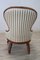 Antique Walnut Armchair with Silk Seat, 1850s 2