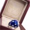 Royal Blue Hand Enameled White Gold Cocktail Ring with 0.6k White Diamond from Berca Vintage Collection, 1950, Image 4