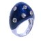 Royal Blue Hand Enameled White Gold Cocktail Ring with 0.6k White Diamond from Berca Vintage Collection, 1950 3