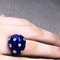 Royal Blue Hand Enameled White Gold Cocktail Ring with 0.6k White Diamond from Berca Vintage Collection, 1950 9
