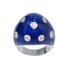 Royal Blue Hand Enameled White Gold Cocktail Ring with 0.6k White Diamond from Berca Vintage Collection, 1950, Image 1