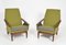 Mid-Century Modern Italian Upholstered Lounge Chairs in Teak in the Style of Gio Ponti, 1950s, Set of 2 1