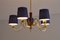 5-Arm Chandelier in Brass with Blue Shades from ASEA, Sweden, 1940s 6
