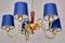 5-Arm Chandelier in Brass with Blue Shades from ASEA, Sweden, 1940s 8