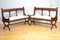 Victorian Curved Walnut and Inlaid Hall Benches, Set of 2 1