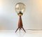 Mid-Century Scandinavian Tripod Table Lamp in Teak and Glass, 1960s, Image 1