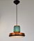 Mid-Century Copper Pendant Light with Teal Glass, 1950s 5