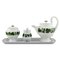 Green Ivy Vine Leaf Teapot, Sugar Bowl, Cream Jug and Serving Tray from Meissen, Set of 4 1