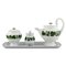 Grüne Ivy Vine Leaf Teekanne, Zuckerdose, Sahnekännchen und Serviertablett von Meissen, 4er Set 1