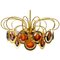 Italian Brass and Glass Chandelier in the Style of Sciolari 1