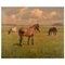 Knud Edsberg, Öl auf Leinwand, Feldlandschaft mit Pferden und Kühen 1