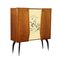 Veneered Lacquered Stained Wood, Brass and Glass Cabinet, Italy, 1950s 1