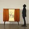 Veneered Lacquered Stained Wood, Brass and Glass Cabinet, Italy, 1950s 2
