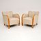 Vintage Swedish Satin Birch Lounge Chairs, Set of 2 1