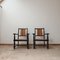 Mid-Century French Wooden and Rush Armchairs, Set of 2, Image 8