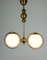 Mid-Century Brass & Opaline Glass Chandelier 4