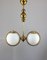 Mid-Century Brass & Opaline Glass Chandelier, Image 11