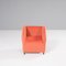 Virgola Peach Orange Velvet Armchair by Yaakov Kaufman for Arflex, 1990s 2