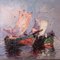 Marina con barche, olio su tela, Immagine 3
