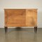 Credenza impiallacciata in legno tinto, ottone e vetro opalino, anni '50, Immagine 13