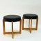 Scandinavian Oak Stools with Black Leatherette Seats from Simpnäs Snickeri, 1960s, Set of 2 3