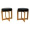 Scandinavian Oak Stools with Black Leatherette Seats from Simpnäs Snickeri, 1960s, Set of 2 1