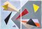 Floating Retro Triangles, Gemälde Diptychon in Pastelltönen, 2021 1