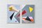 Floating Retro Triangles, Gemälde Diptychon in Pastelltönen, 2021 2