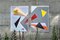 Floating Retro Triangles, Gemälde Diptychon in Pastelltönen, 2021 9