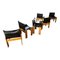 Monk Dining Chairs and Table in Black Leather and Beech by Tobia & Afra Scarpa for Molteni, 1973, Set of 7, Image 8