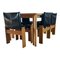Monk Dining Chairs and Table in Black Leather and Beech by Tobia & Afra Scarpa for Molteni, 1973, Set of 7, Image 4