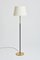 Mid-Century Black Leather & Brass Floor Lamp, Image 2