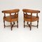 Antique Leather & Carved Oak Armchairs, Set of 2 11