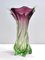 Italienische Sommerso Murano Glas Vase in Lila & Grün, 1950 1