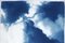 Dense Rolling Clouds, Blue Sky Landscape Triptych, Handmade Cyanotype on Paper, 2021 9