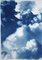 Dense Rolling Clouds, Blue Sky Landscape Triptych, Handmade Cyanotype on Paper, 2021, Image 3
