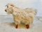 Vintage Pinewood Goat Sculpture with Long Fur and Leather, 1970s 8
