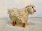 Vintage Pinewood Goat Sculpture with Long Fur and Leather, 1970s 3
