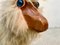 Vintage Pinewood Goat Sculpture with Long Fur and Leather, 1970s 5