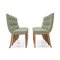 Chairs in Wood and Green Fabric, 1940s, Set of 8, Image 4