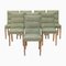 Chairs in Wood and Green Fabric, 1940s, Set of 8 1